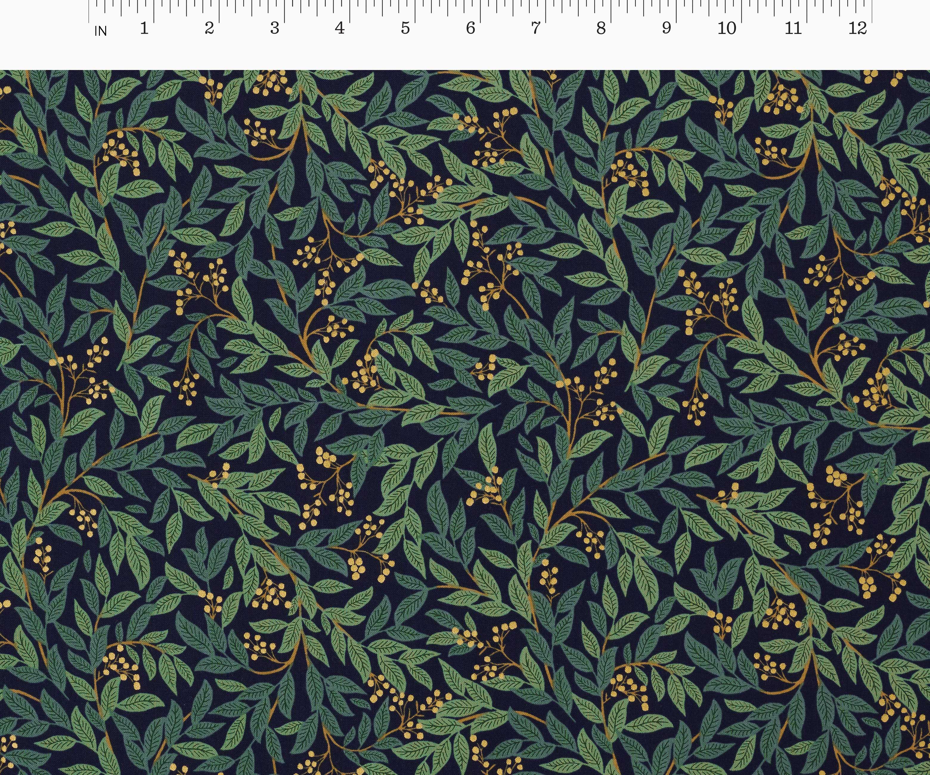 Willowberry Cotton Metallic Fabric - Navy